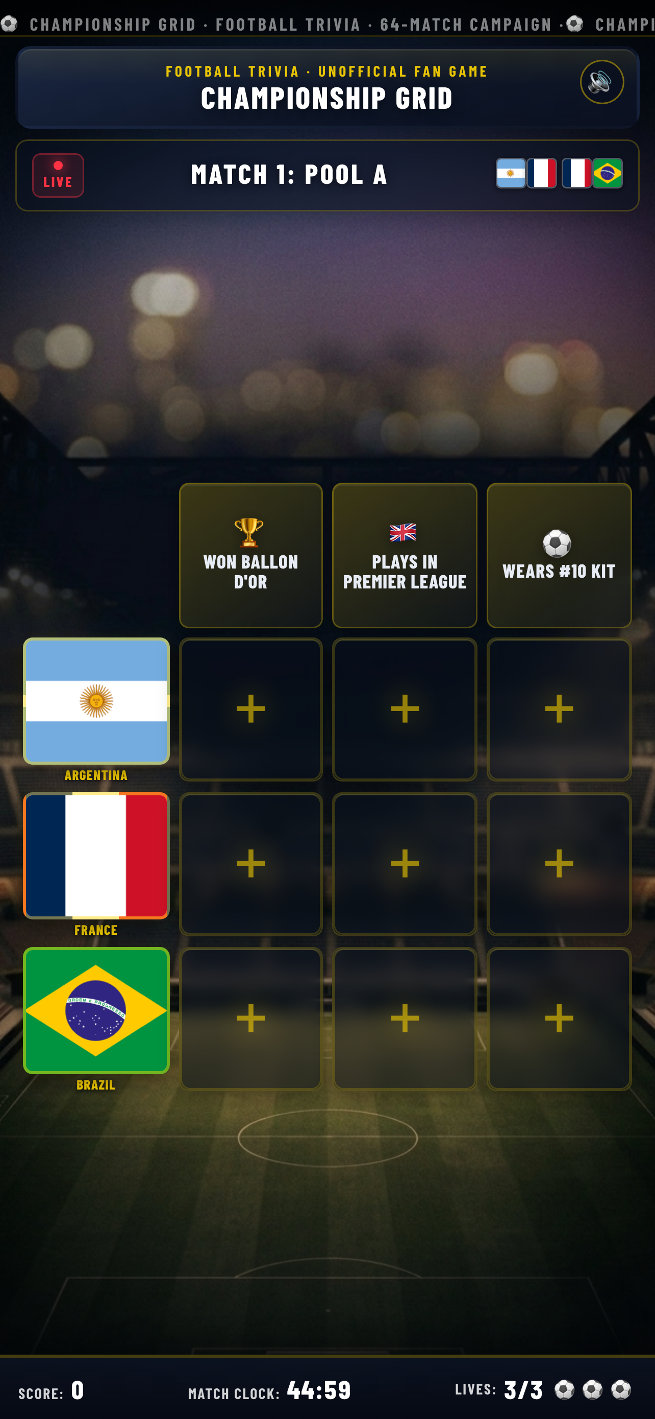 Championship Grid app screenshot